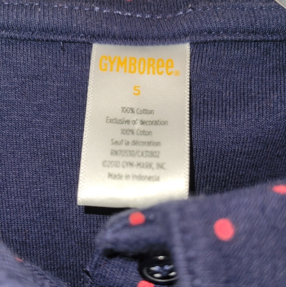 😺 Vintage Gymboree Homecoming Kitty Navy Ruffled Polkadot Polo Top Girls 5 - Picture 4 of 4